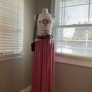 Boohoo Dusty Rose Pleated Maxi Skirt